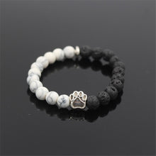 Load image into Gallery viewer, HoliStone Trendy Pitbull Dog Paw Charm with 8mm Lava Stone Stretch Bracelet ? Anxiety Stress Relief Yoga Meditation Energy Balancing Lucky Charm Bracelet for Women and Men