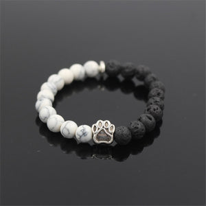 HoliStone Trendy Pitbull Dog Paw Charm with 8mm Lava Stone Stretch Bracelet ? Anxiety Stress Relief Yoga Meditation Energy Balancing Lucky Charm Bracelet for Women and Men