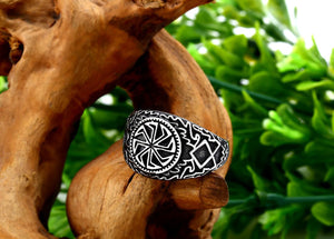 ENXICO The Kolowrat Slavic Sun Wheel Ring ? 316L Stainless Steel ? Ancient Slavic Jewelry