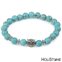 Load image into Gallery viewer, HoliStone Natural Energy Stone Leopard Lion Owl Head Bracelet ? Anxiety Diffuser Yoga Meditation Energy Balancing Charm for Women and Men