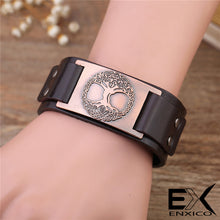 Load image into Gallery viewer, ENXICO Yggdrasil The Tree of Life Amulet Bangle Bracelet ? Nordic Scandinavian Viking Jewelry ? Brown + Silver