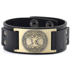 ENXICO Yggdrasil The Tree of Life Amulet Bangle Bracelet ? Nordic Scandinavian Viking Jewelry ? Brown + Silver