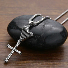 Load image into Gallery viewer, GUNGNEER Stainless Steel Flower Knight Templar Cross Pendant Necklace with Ring Jewelry Set