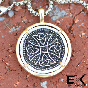 ENXICO Celtic Cross Amulet Pendant Necklace ? Stainless Steel - Copper ? Irish Celtic Jewelry