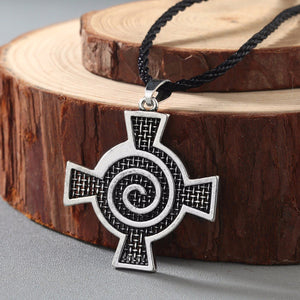 ENXICO Whirlpool Spiral Cross Pendant Necklace ? Irish Celtic Jewelry