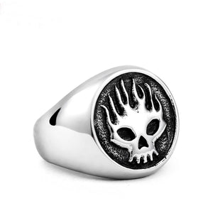 GUNGNEER Silvertone Square Masonic Ring Stainless Steel Skull Ring For Men Jewelry Set