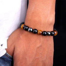 Load image into Gallery viewer, HoliStone Black Obsidian and Tiger Eye Natural Stone Beads Bracelet ? Anxiety Stress Relief Yoga Beads Bracelets Chakra Healing Crystal Bracelet for Women and Men