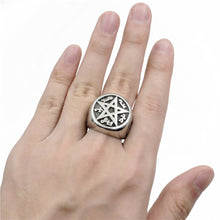 Load image into Gallery viewer, GUNGNEER Wicca Pentagram Crystal Stainless Steel Pendant Necklace Ring Jewelry Set Men Women