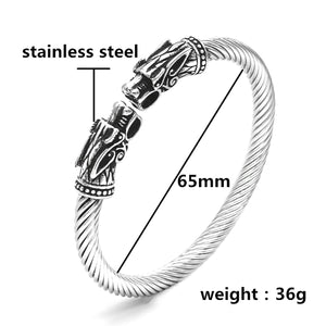 GUNGNEER Stainless Steel Viking Wolf Pendant Necklace with Bracelet Bike Punk Jewelry Set