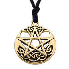 Load image into Gallery viewer, ENXICO Pentagram Pentacle Amulet Pendant Necklace with Celtic Knot Pattern ? Gold Color ? Celtic Wicca Pagan Witchcraft Jewelry