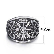 Load image into Gallery viewer, ENXICO Vegvisir Runic Compass Ring with Celtic Knot Pattern ? 316L Stainless Steel ? Irish Celtic Jewelry (10)