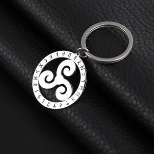 GUNGNEER Triquetra Trinity Celtic Knots Necklace Triskele Key Chain Jewelry Set Men Women