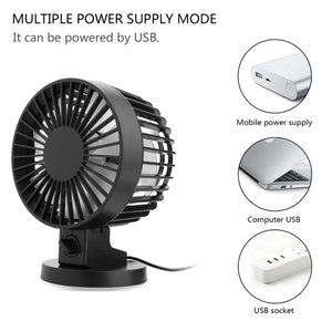 2TRIDENTS Mini Noiseless USB Fan - Bring You A Soft Breeze - Great For Office, Home, Dorm, Library And More (Black)