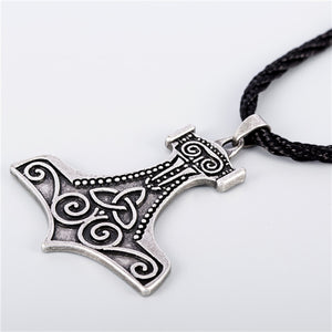 ENXICO Mjolnir Thor's Hammer Pendant Necklace with Triquetra Symbol Pattern ? Nordic Scandinavian Viking Jewelry