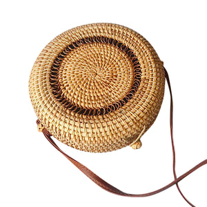 2TRIDENTS Round Handmade Rattan Bag - Crossbody Handbag For Any Occasions Such As Beach, Party, Shopping And Dating