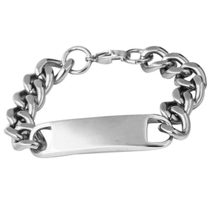 GUNGNEER Templar Cross Stainless Steel Ring with Silvertone Curb Chain Bracelet Jewelry Set