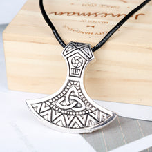 Load image into Gallery viewer, ENXICO Viking Axe Head Amulet Pendant Necklace with Triquetra Knot Pattern ? Norse Scandinavia Viking Jewelry