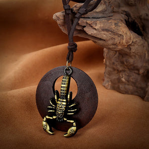 ENXICO Scorpion Scorpius Zodiac Symbol Pendant Leather Necklace ? Animal Spirit Symbol Jewelry