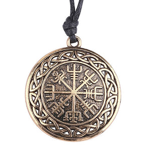 ENXICO Vegvisir Viking Compass Pendant Necklace with Celtic Knot Circle Surrounding ? Bronze Color ? Nordic Scandinavian Viking Jewelry