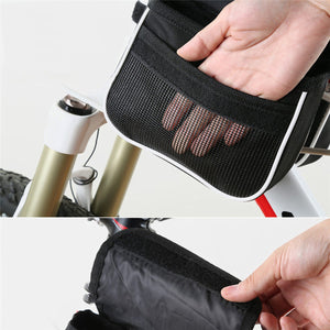 2TRIDENTS Bike Handlebar Bag - Double Pouch Phone Bag - Help for Storage When Needed Extra Space for Long Rides. (A)