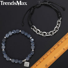 Load image into Gallery viewer, HoliStone Unique Blue Natural Stone with Stylish Stainless Steel Chain Bracelet for Men