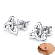 Load image into Gallery viewer, GUNGNEER Stainless Steel Heart Wedding Claddagh Ring with Celtic Triquetra Earrings Jewelry Set