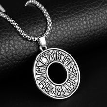 Load image into Gallery viewer, ENXICO Rune Letter Circle Pendant Necklace ? Nordic Scandinavian Viking Jewelry