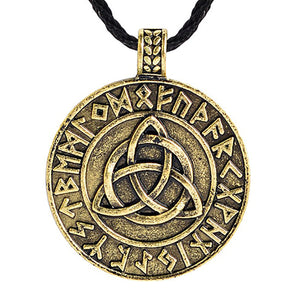 ENXICO Triquetra Celtic Knot Amulet Pendant Necklace with Rune Circle Surrounding ? Silver Color ? Irish Celtic Jewelry
