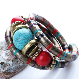 HoliStone Boho Bracelet Multicolor Stretch Lucky Charm Bracelet with Natural Stone for Women and Men