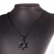 Load image into Gallery viewer, ENXICO Hexagram Star of David Pendant Necklace ? 316L Stainless Steel ? Historical Jewish Symbol Jewelry (Black)