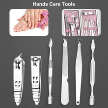 Load image into Gallery viewer, 2TRIDENTS 15 In 1 Pink Nail Care Set Manicure Pedicure Tool Set Kit Professional Nail Ear Care Tool with Travel Box