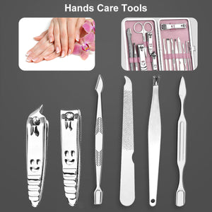 2TRIDENTS 15 In 1 Pink Nail Care Set Manicure Pedicure Tool Set Kit Professional Nail Ear Care Tool with Travel Box