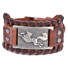 Load image into Gallery viewer, ENXICO Celtic Fox Amulet Braided Leather Bangle Bracelet ? Irish Celtic Zodiac Animal Spirit Jewelry ? Black + Silver