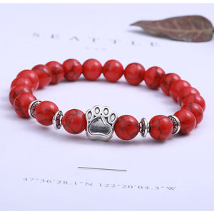 HoliStone Natural Chakra Stone with Silver Dog Paw Bracelet for Balancing Energy ? Anxiety Stress Relief Yoga Meditation Energy Balancing Lucky Charm Bracelet for Women and Men