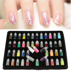 2TRIDENTS Set of 48 Pcs Sequins Glitter Powder Nail Art for DIY Art Decoration Festival Face Eye Nail Make Up Accessories