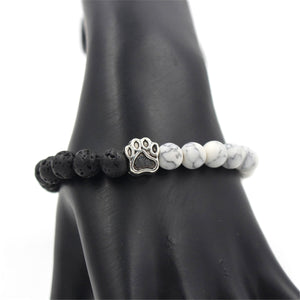 HoliStone Trendy Pitbull Dog Paw Charm with 8mm Lava Stone Stretch Bracelet ? Anxiety Stress Relief Yoga Meditation Energy Balancing Lucky Charm Bracelet for Women and Men