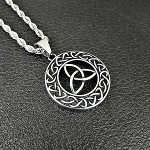 ENXICO Trinity Celtic Knot with Sailor’s Knot Circle Pendant Necklace ? 316L Stainless Steel ? Irish Celtic Jewelry