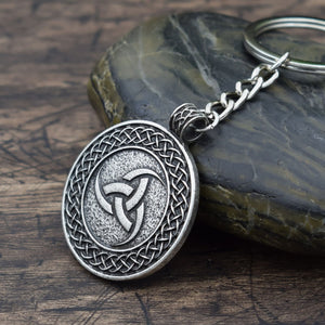 GUNGNEER Celtic Knot Symbol Strength Pendant Necklace Triquetra Key Chain Jewelry Set Men Women