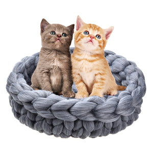 2TRIDENTS Hand-Knitted Pet Warming Nest - Cozy and Comfortable - The Best House for Your Cat, Dog and Pet (1, Gray)