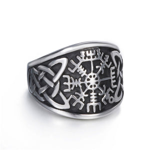 ENXICO Vegvisir Runic Compass Ring with Celtic Knot Pattern ? 316L Stainless Steel ? Irish Celtic Jewelry (10)