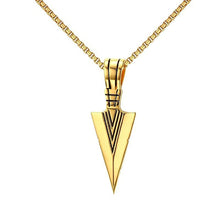 Load image into Gallery viewer, ENXICO Tribal Spearhead Symbol Pendant Necklace ? 316L Stainless Steel ? Tribal Style Jewelry (Gold)