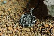 Load image into Gallery viewer, ENXICO Odin&#39;s Valknut Amulet Pendant Necklace with Rune Circle Surrounding ? Grey Color ? Norse Scandinavian Viking Jewelry