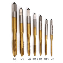 Load image into Gallery viewer, 2TRIDENTS M2/M2.5/M3/M3.5/M4/M5/M6 High Speed Steel Metric Plug Tap with Straight Flute Coarse Thread Tap Design Drill Tool Set (M2)