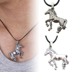 ENXICO Walking Horse Charm Pendant Necklace ? Animal Spirit Symbol Jewelry ? Best Gift for Horse Lover (Grey)