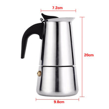 Load image into Gallery viewer, 2TRIDENTS Moka Espresso Coffee Maker - Stainless Steel Espresso Maker Machine For Full Bodied Coffee, Espresso Pot (100ml)
