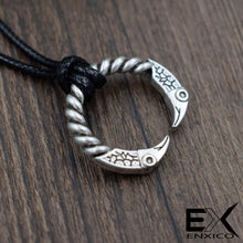 Load image into Gallery viewer, ENXICO Odin&#39;s Raven Huginn and Muninn Ring Amulet Pedant Necklace ? Silver Color ? Norse Scandinavian Viking Jewelry