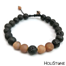 Load image into Gallery viewer, HoliStone Natural Black Lava Stone and Tiger Eye Stones Beaded Bracelet ? Anxiety Stress Relief Yoga Meditation Energy Balancing Lucky Charm Bracelet for Women and Men