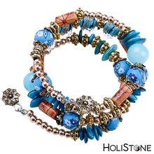 Load image into Gallery viewer, HoliStone Multil Layer Natural Rhinestone Bead Bracelet with Colored Shell Charm Bangle for Women Men