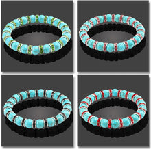 Load image into Gallery viewer, HoliStone Natural Blue Turquoises Stone Bracelet ? Anxiety Stress Relief Yoga Meditation Energy Balancing Lucky Charm Bracelet for Women and Men
