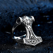 Load image into Gallery viewer, ENXICO Thor&#39;s Hammer Mjolnir Ring ? 316L Stainless Steel ? Norse Scandinavian Viking Jewelry